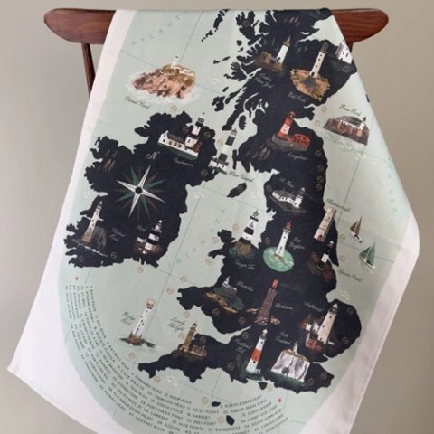 Lighthouses of the UK Cotton Tea Towel - Made in the UK